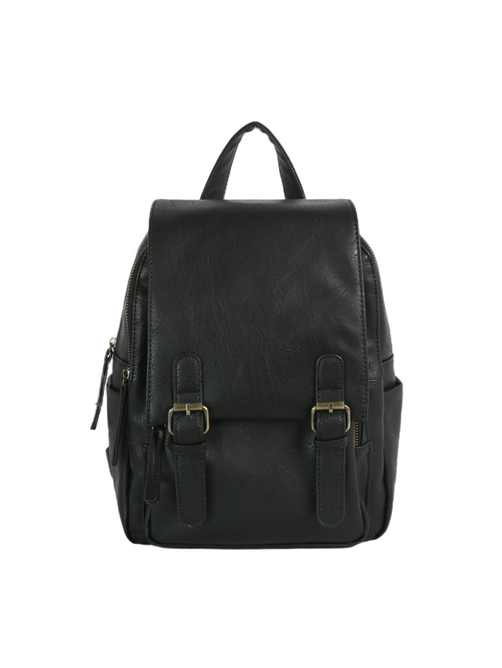 Metro Muse Dual-Buckle Backpack with Side Slit Pockets