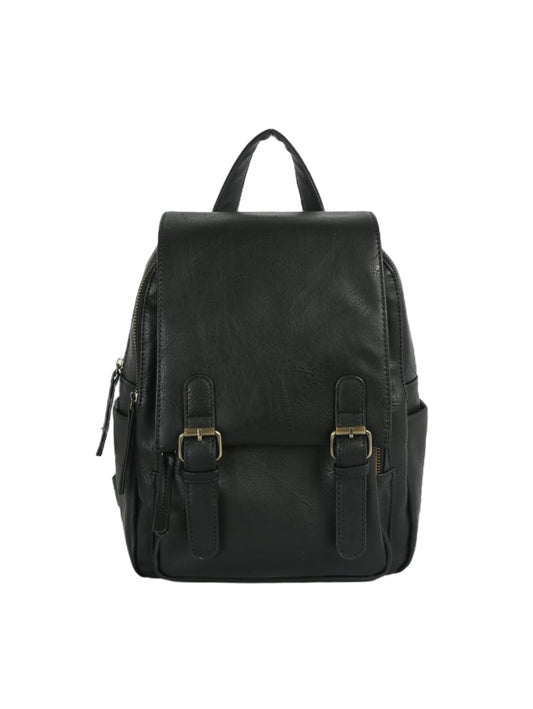 Metro Muse Dual-Buckle Backpack with Side Slit Pockets