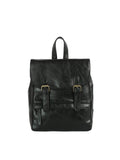Vintage Dual-Buckle Faux Leather Backpack