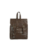 Vintage Dual-Buckle Faux Leather Backpack