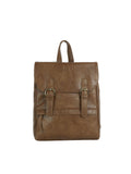 Vintage Dual-Buckle Faux Leather Backpack