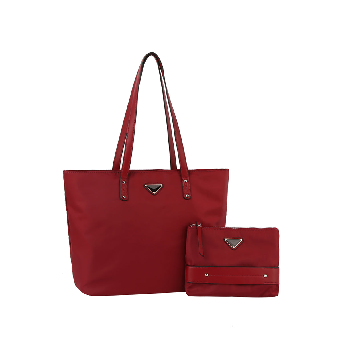 Nylon triangle plaque 2 in 1 shopper tote bag