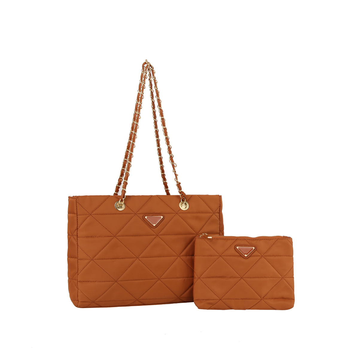 Quilted nylon 2 in 1 tote shoulder bag