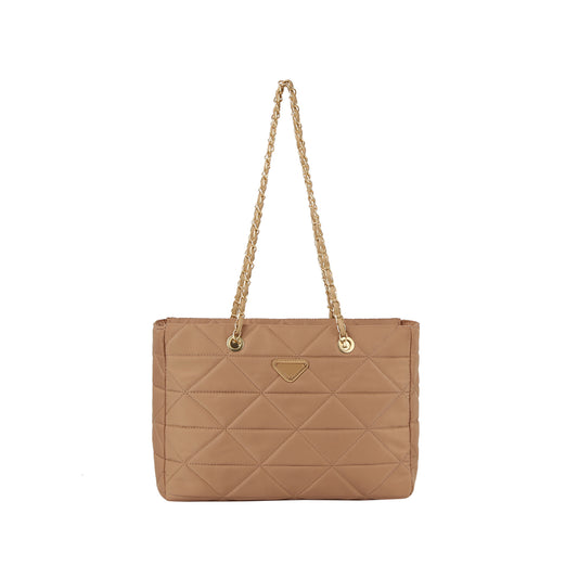Quilted nylon 2 in 1 tote shoulder bag
