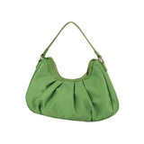 Nylon triangle plaque crescent shoulder bag