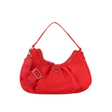 Nylon triangle plaque crescent shoulder bag