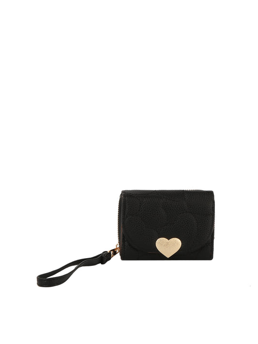 Calin heart front flap wallet with a wristlet