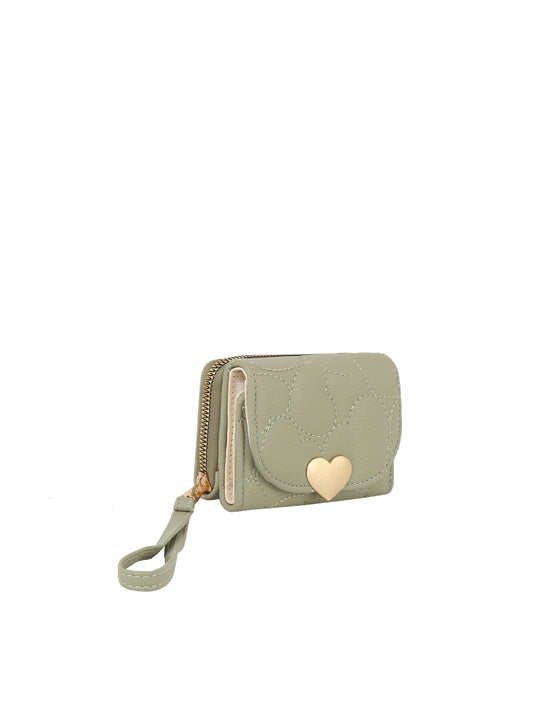 Calin heart front flap wallet with a wristlet