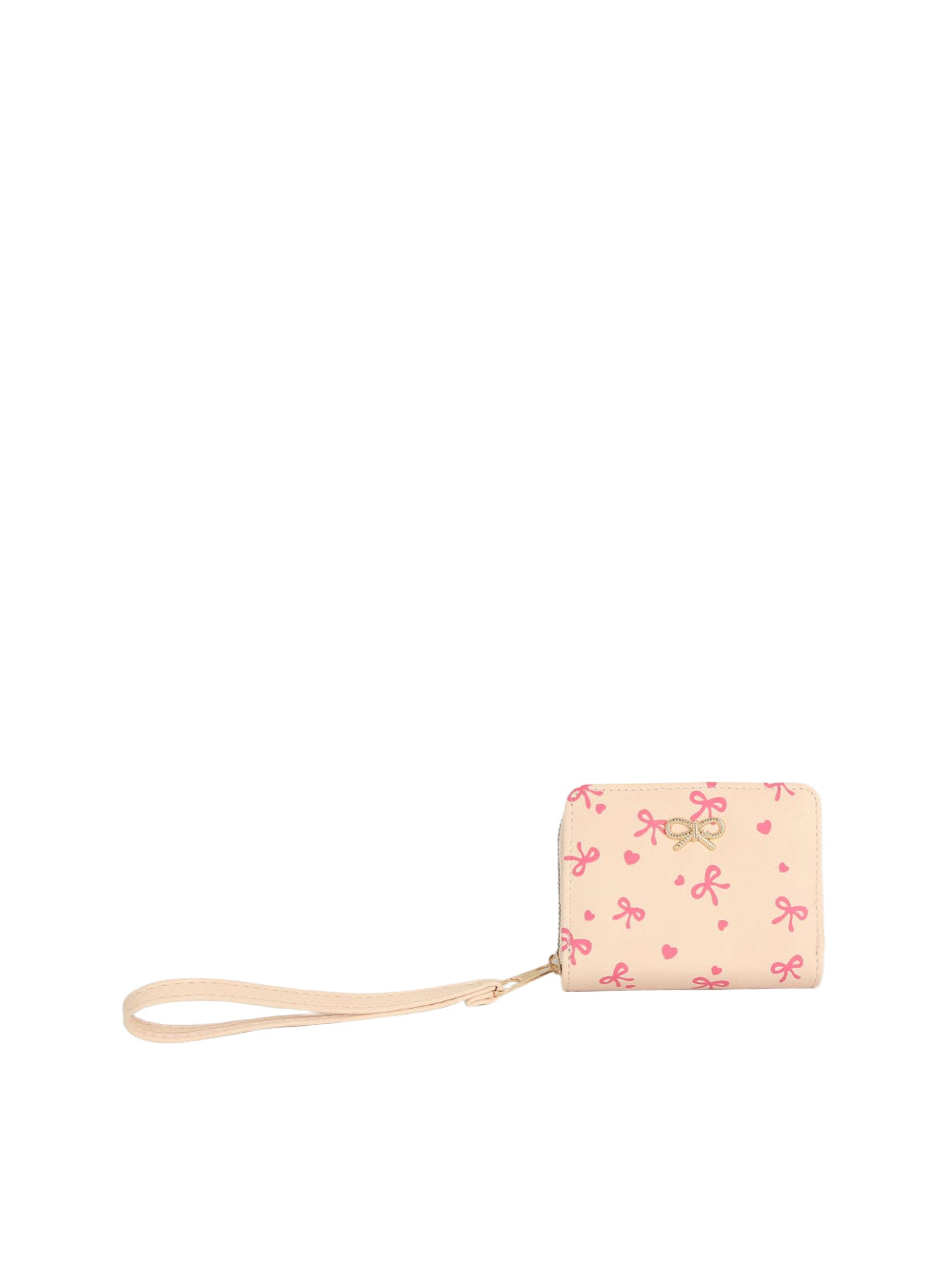 Calin Bow and Heart Print Wristlet Wallet