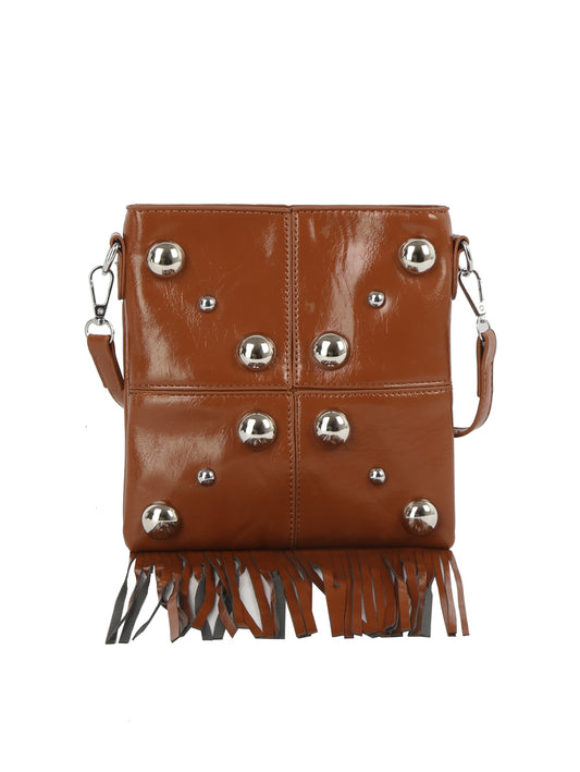 Studded Fringe Crossbody Bag