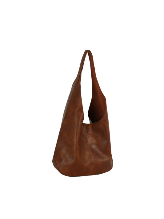 Slouchy Faux Leather Hobo Bag with Cosmetic Pouch