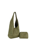 Slouchy Faux Leather Hobo Bag with Cosmetic Pouch