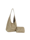 Slouchy Faux Leather Hobo Bag with Cosmetic Pouch