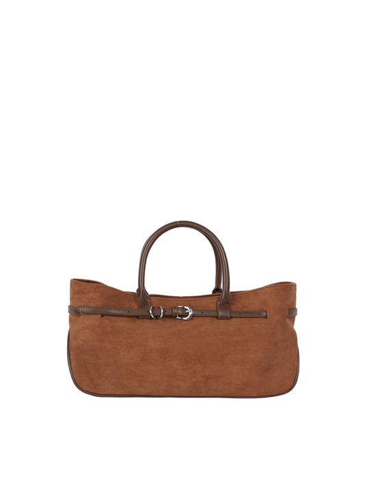 Calin Top Handle Suede Hobo Bag