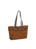 Calin Double-Handle Belted Tote Bag