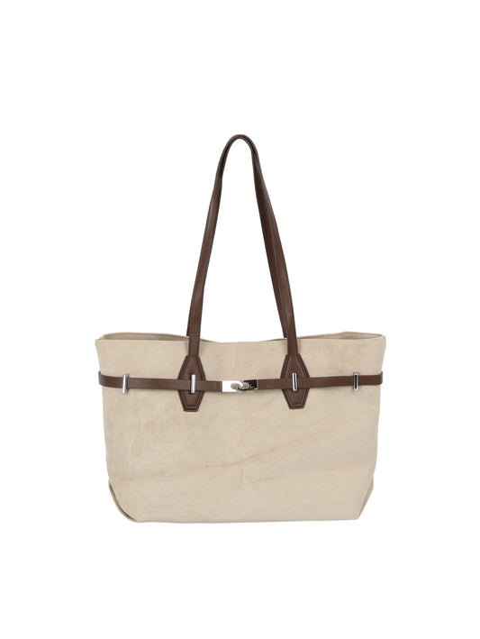 Calin Double-Handle Belted Tote Bag