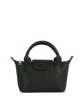 Black handbag on a white background