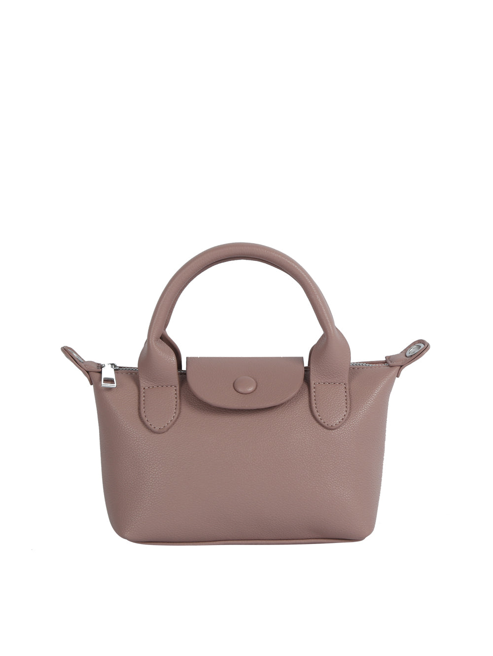 Brown handbag with a visible brand logo on a white background