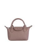 Brown handbag with a visible brand logo on a white background