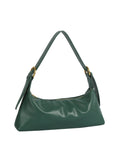 Green handbag with a strap on a white background