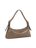 Brown handbag with a strap on a white background