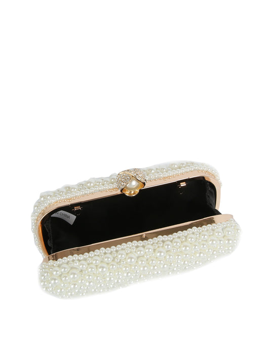 Calin Faux Pearl beaded Body Evening Clutch
