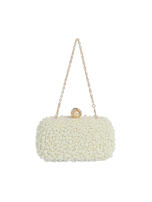 Calin Faux Pearl beaded Body Evening Clutch
