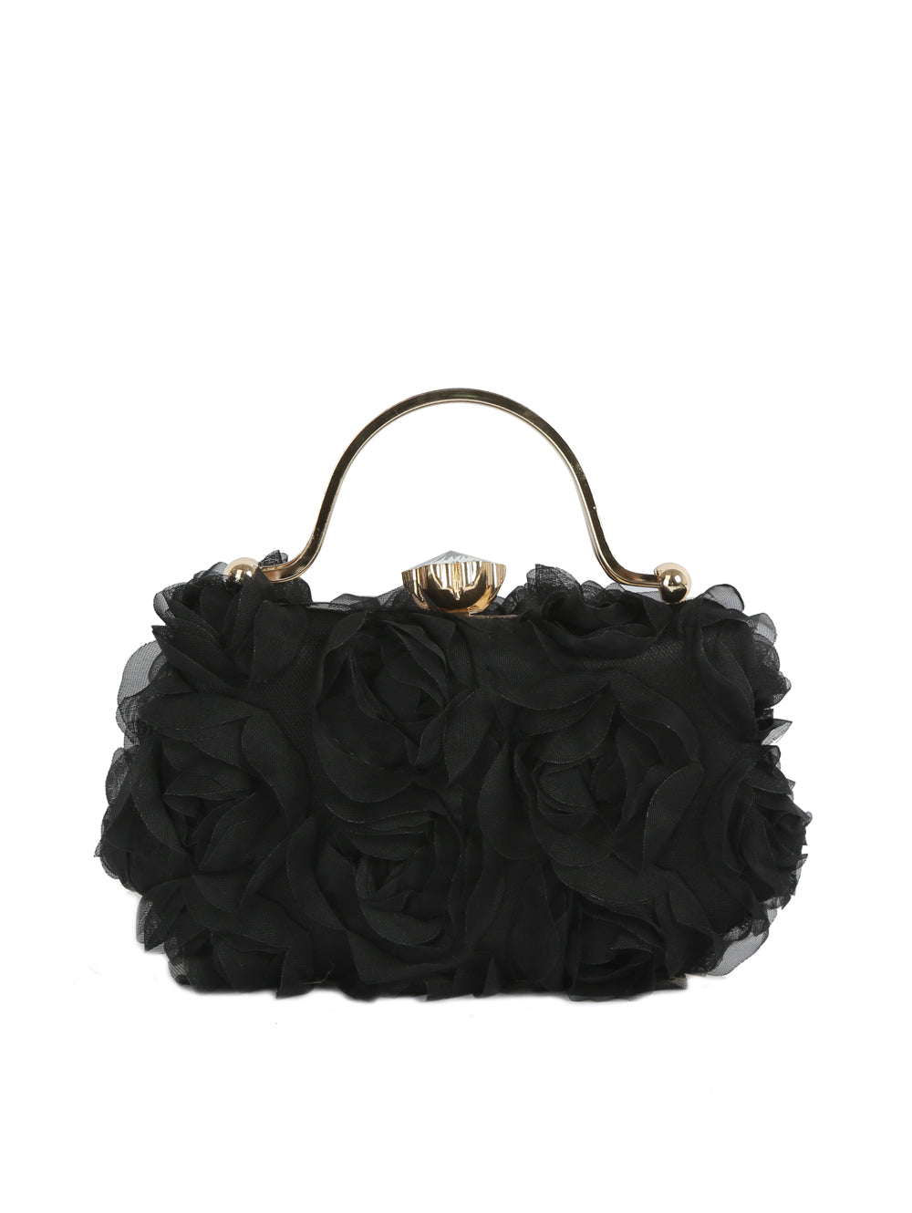 Calin Collection Sculpted Fabric Roses Covered Evening Bag