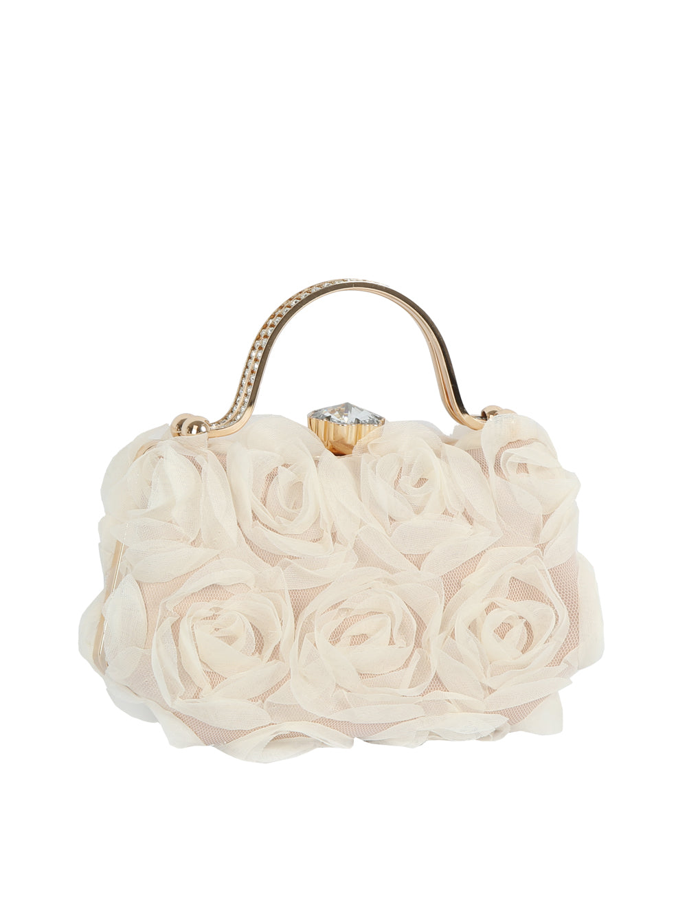 Calin Collection Sculpted Fabric Roses Covered Evening Bag