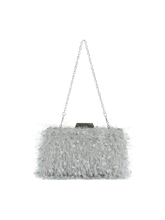 Calin Shaggy Fringe Evening Clutch