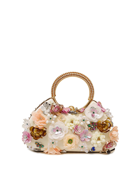 Calin 3D Floral Applique Top-Handle Handbag