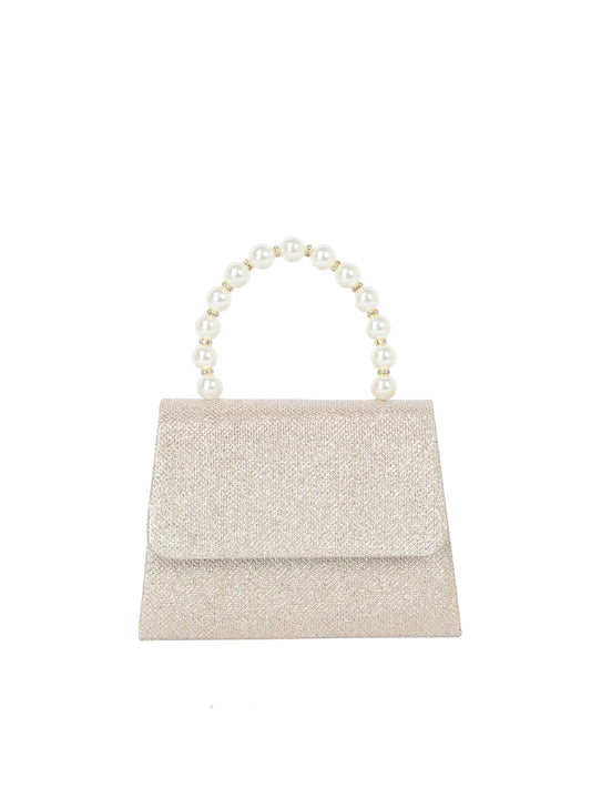 Calin Glitter Flap Pearl Handle Handbag