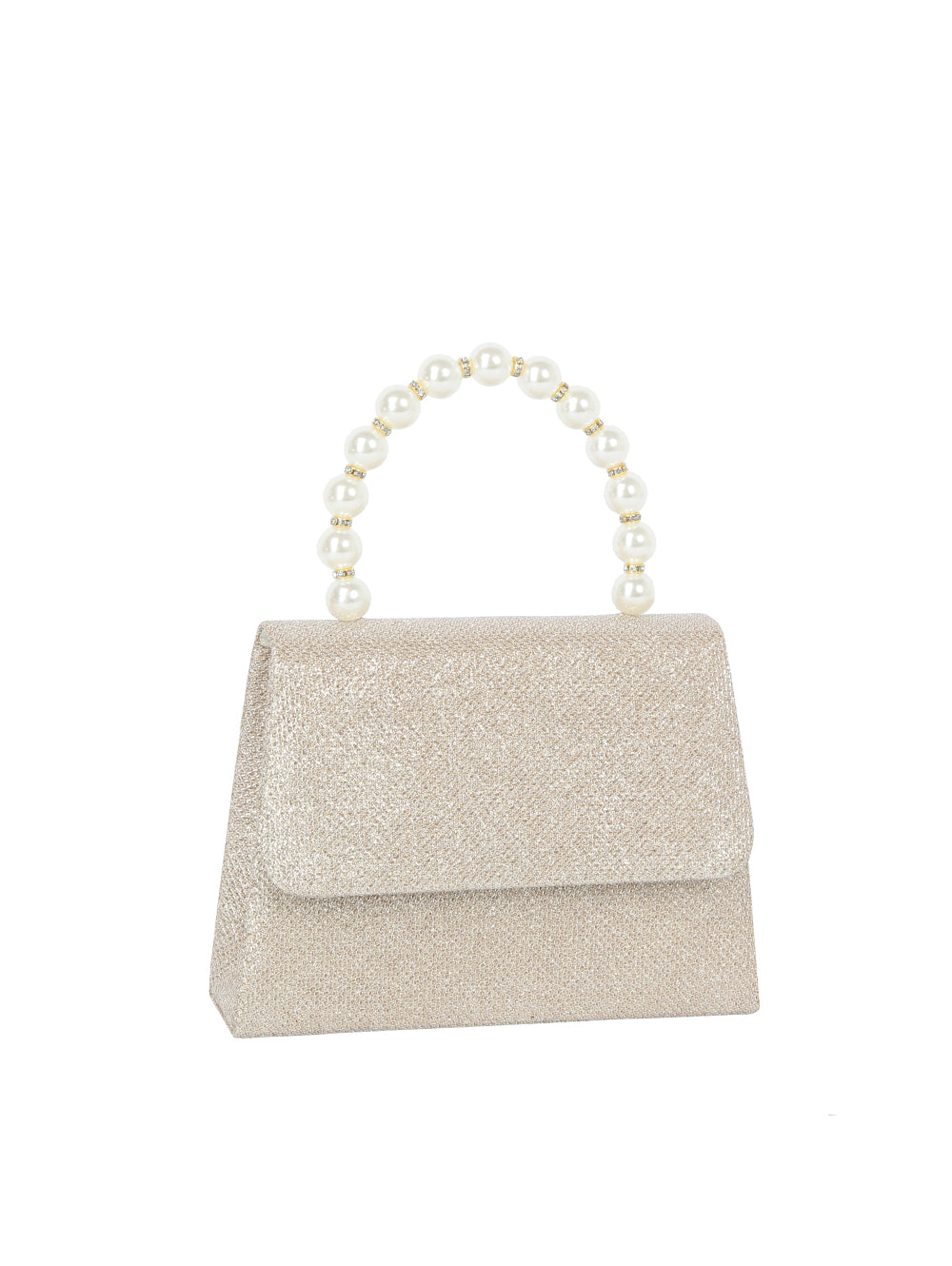 Calin Glitter Flap Pearl Handle Handbag