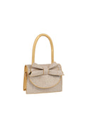 Calin Structured Bow-Accent Shimmer Mini Handbag