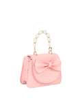 Calin Faux Pearl Handle Bow Micro Top-Handle Bag