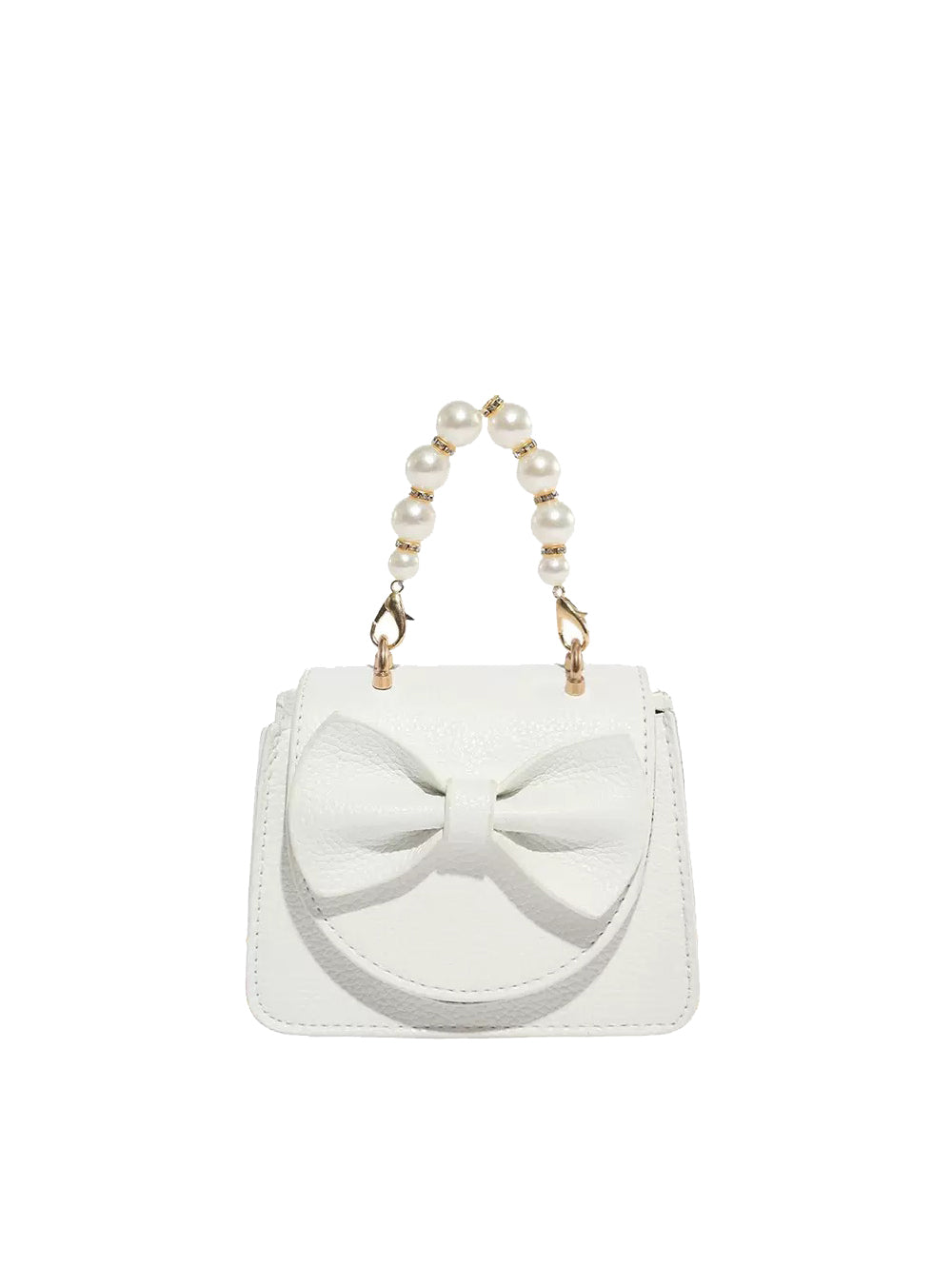 Calin Faux Pearl Handle Bow Micro Top-Handle Bag