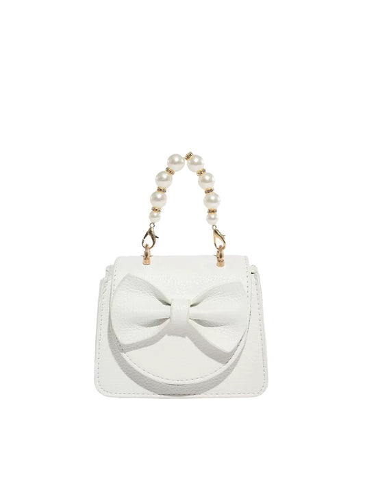 Calin Faux Pearl Handle Bow Micro Top-Handle Bag