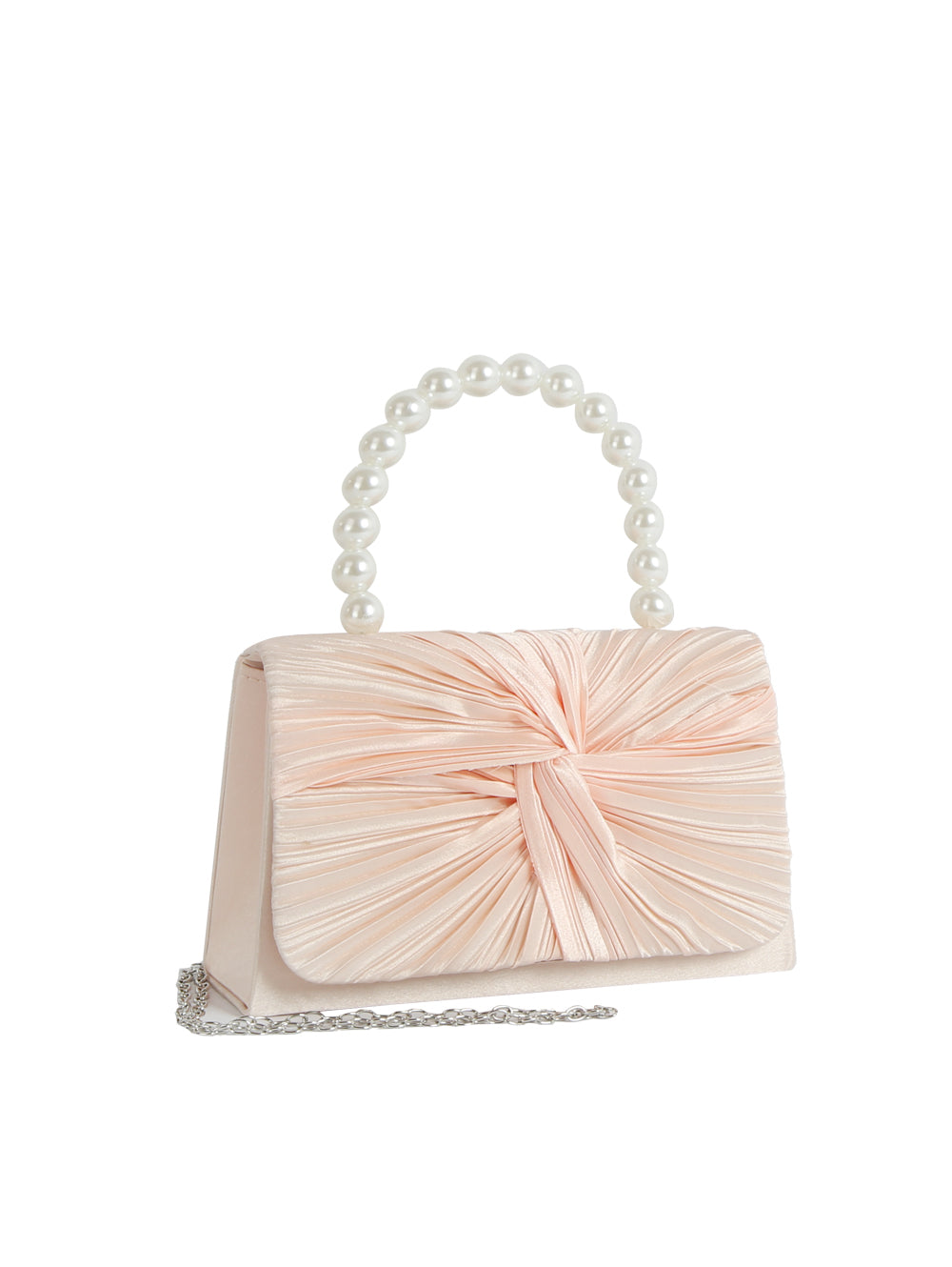 Calin Ruched Satin Pearl Handle Handbag