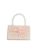 Calin Ruched Satin Pearl Handle Handbag