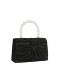 Calin Ruched Satin Pearl Handle Handbag