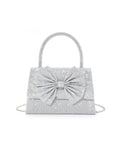 Calin Glitter Bow Accented Shimmer Top-Handle Bag