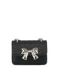 Calin Metallic Sculpted Bow Shimmer Flap Crossbody Bag