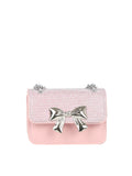 Calin Metallic Sculpted Bow Shimmer Flap Crossbody Bag