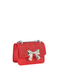 Calin Metallic Sculpted Bow Shimmer Flap Crossbody Bag