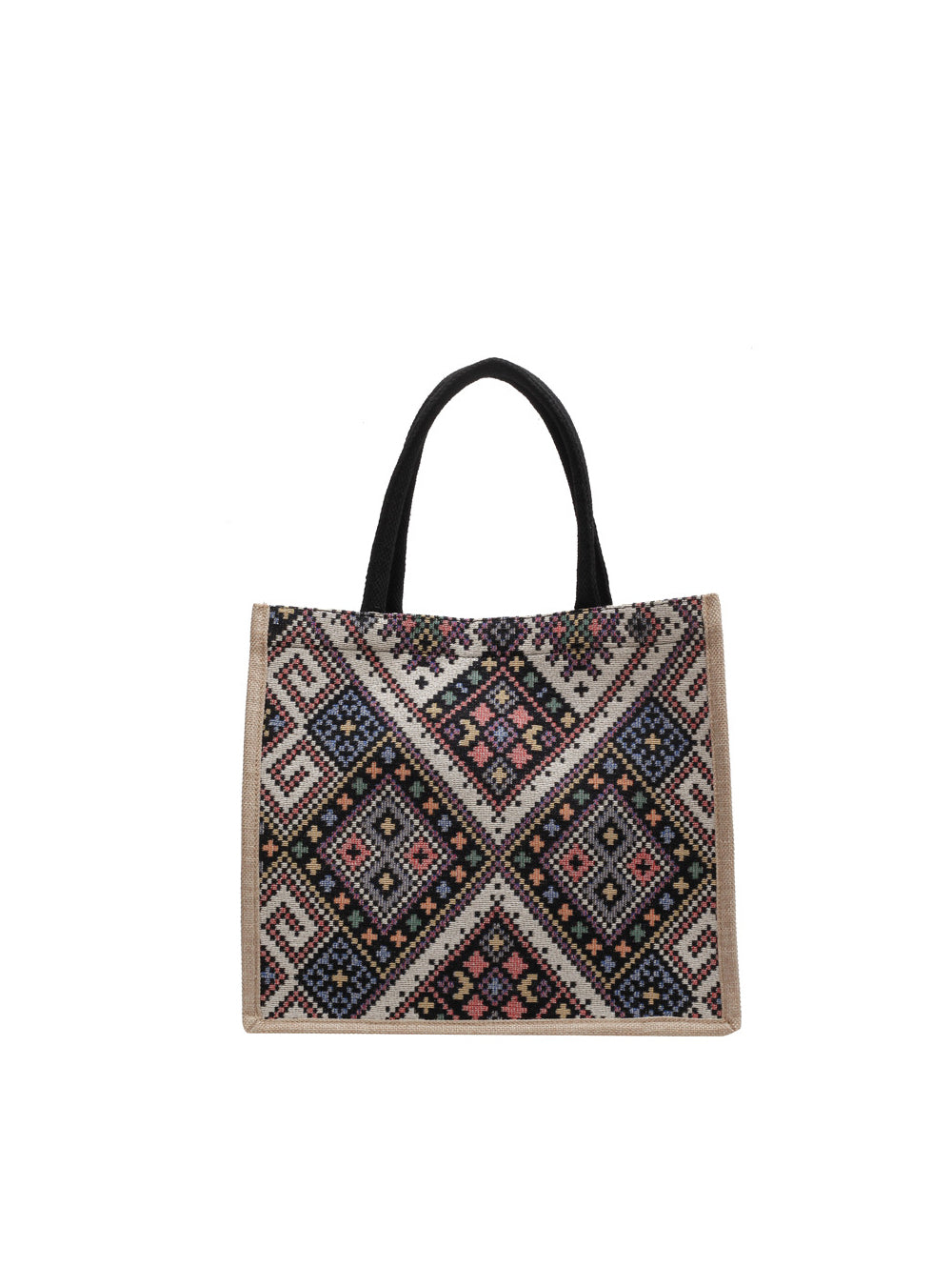 Geometric Patterned Canvas Tote Bag