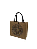 Graphic Print Jute Tote Bag