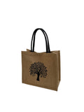 Graphic Print Jute Tote Bag