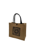 Graphic Print Jute Tote Bag