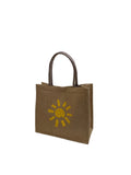 Graphic Print Jute Tote Bag