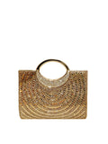 Calin Crystal-Embellished Cutout Top-Handle Evening Bag